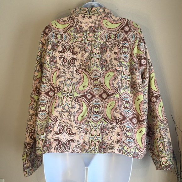 Keneth Too! 100% Cotton Paisley Floral Print Button Jacket Women’s Large Vintage - Picture 4 of 13